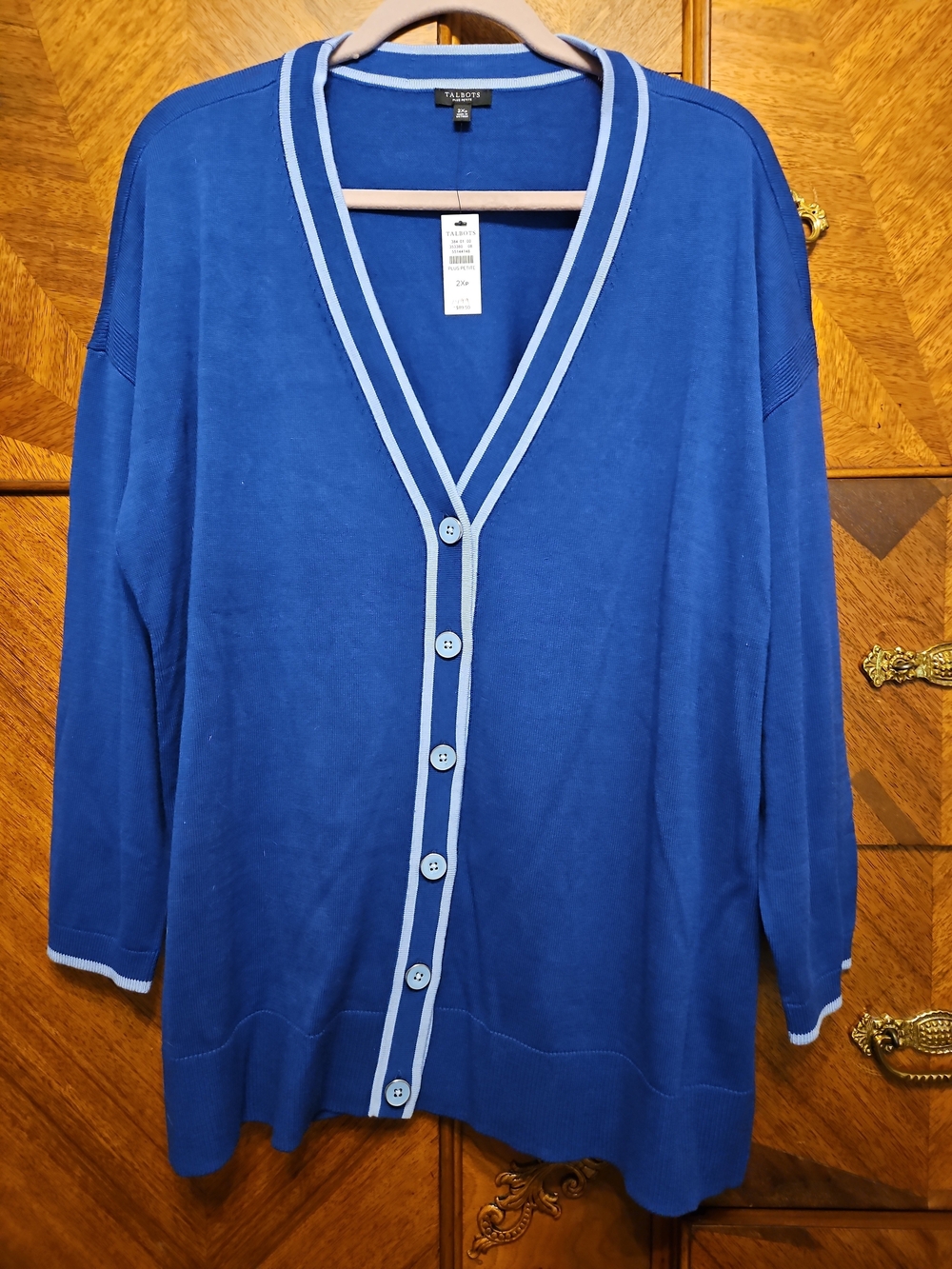 Talbots Blue V-Neck Button-Front Cardigan Sweater